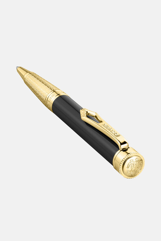 RC Roberto Cavalli Lacquer Ballpoint Pen, Gold Color & Black Lacquer GOLD VALG09-IG273