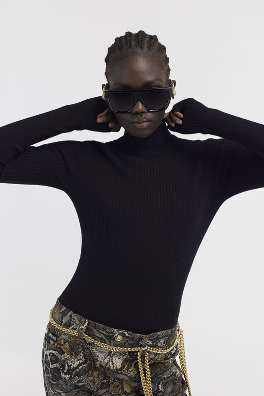 JC Just Cavalli Turtleneck Pullover Schwarz RKM657-RK351