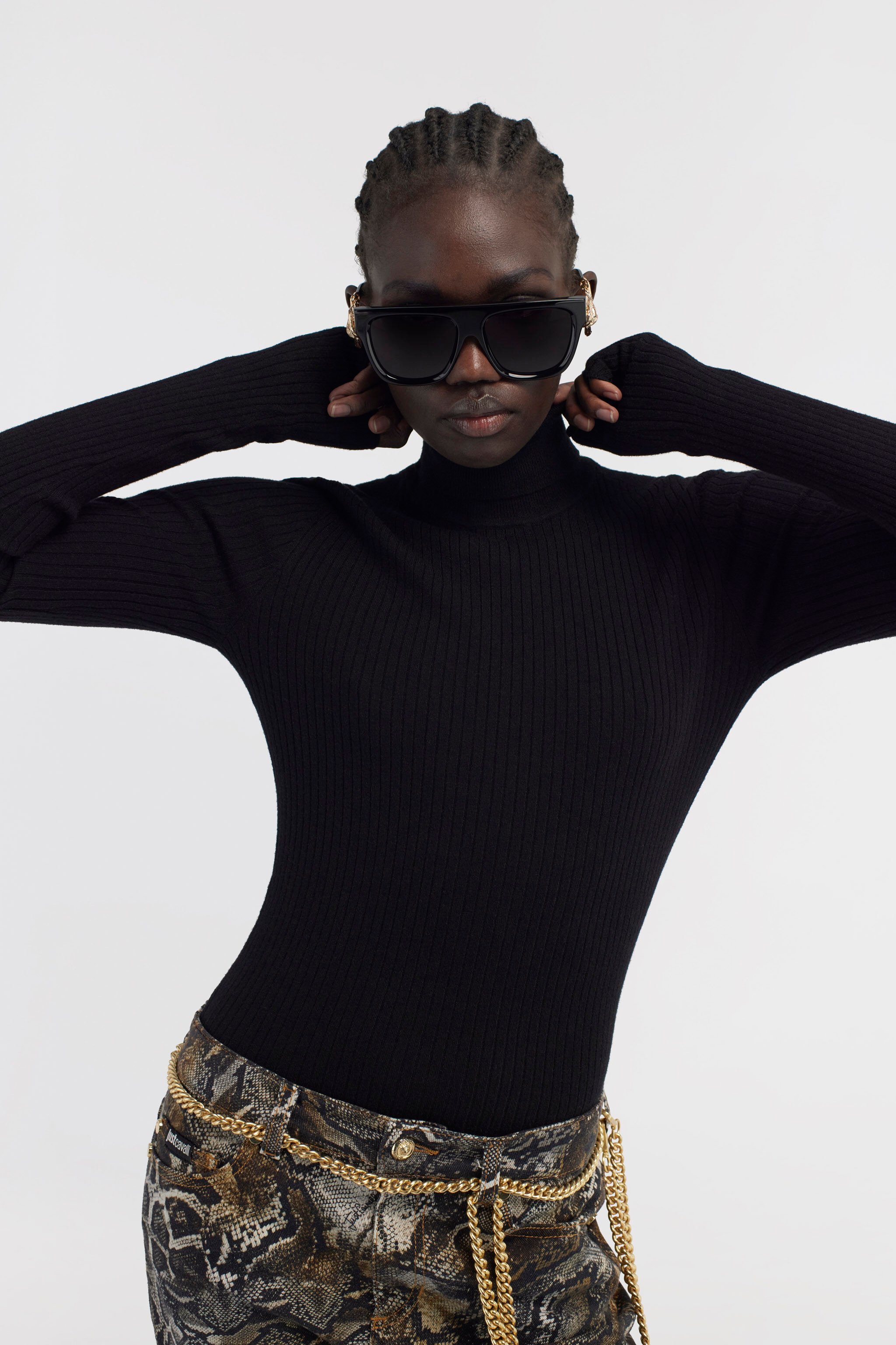 JC Just Cavalli Turtleneck Pullover Schwarz RKM657-RK351
