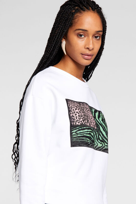 RC Animalier Patchwork-Print Appliqué Sweatshirt White OKT66D-CF050