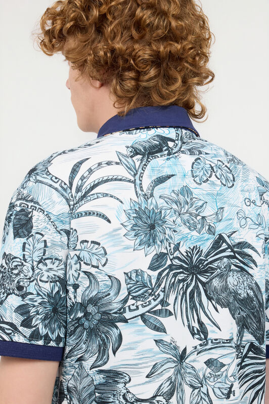 JC Polo Avec Imprimé Jungle Et Monogramme Bleu clair UFT019-UF039