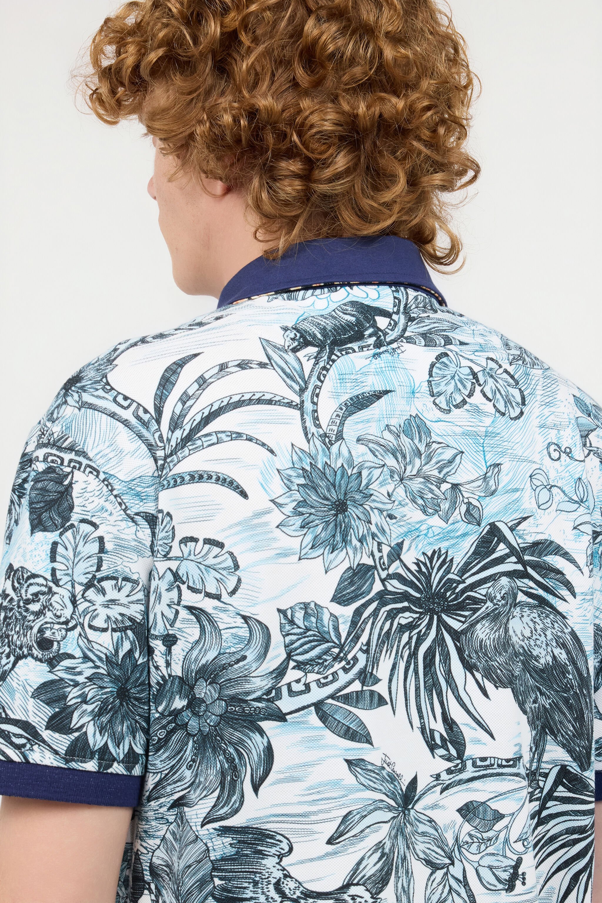 JC Polo Avec Imprimé Jungle Et Monogramme Bleu clair UFT019-UF039