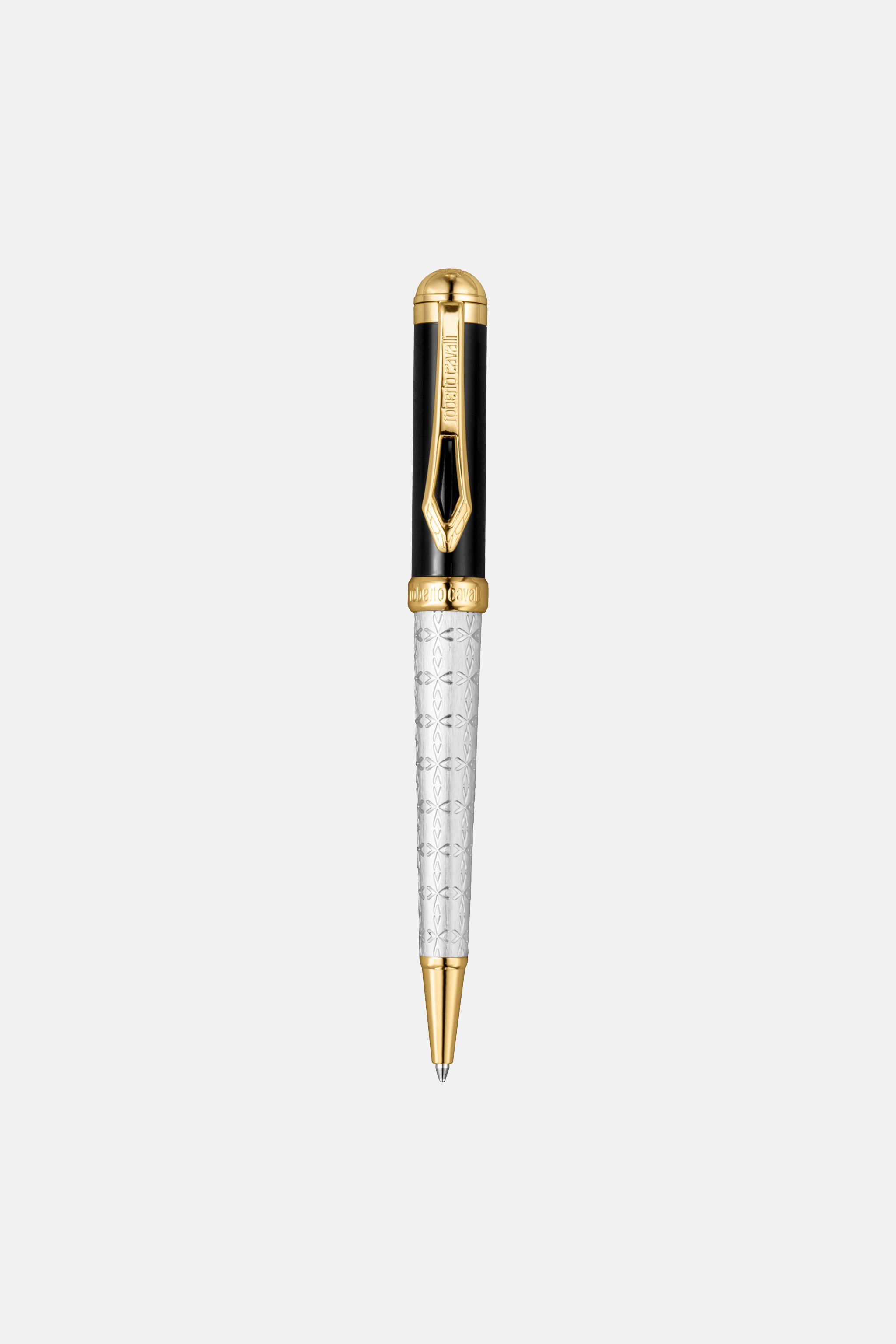 RC Roberto Cavalli Ballpoint Pen, Two Tone Silver & Gold Color & Black lacquer SILVER & GOLD UALT04-IT531
