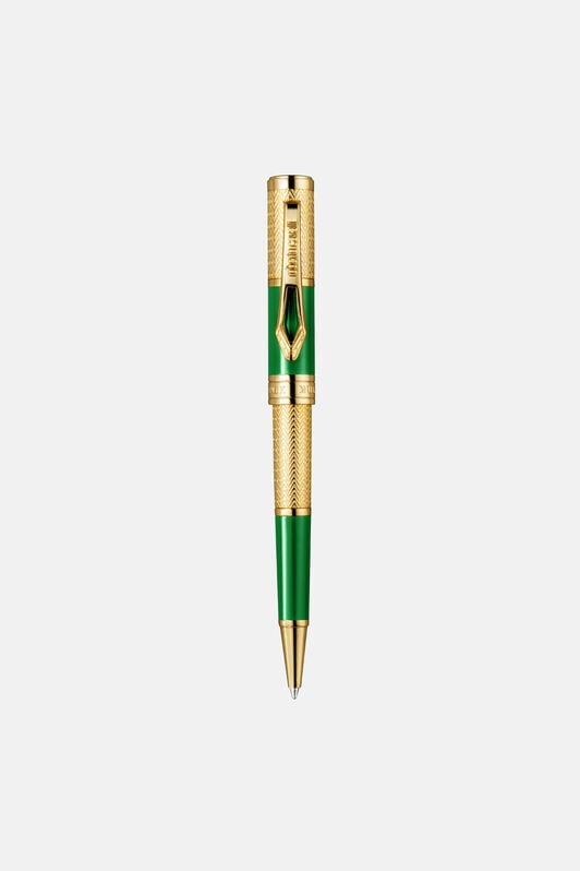RC Roberto Cavalli Chevron Ballpoint Pen, Gold Color & Green Lacquer  GOLD VALG07-IG269