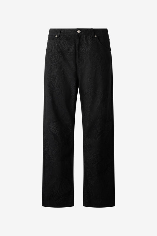 RC Pantalon À Imprimé Python Noir URJ210-4NN53