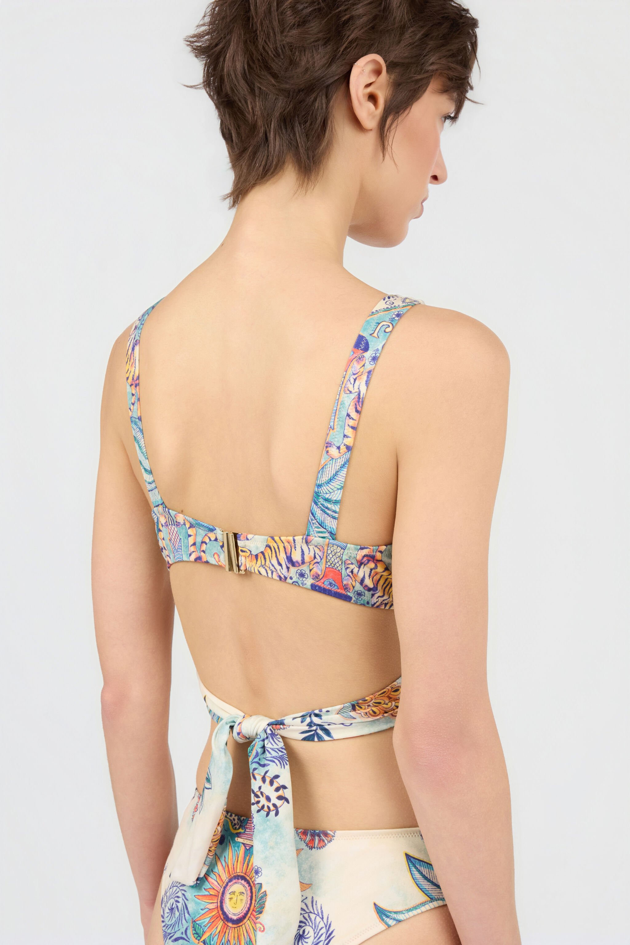 JC Tropical Garden Print One-Piece Swimsuit 217 AZZURRO + 582 AR WFM034-WF753