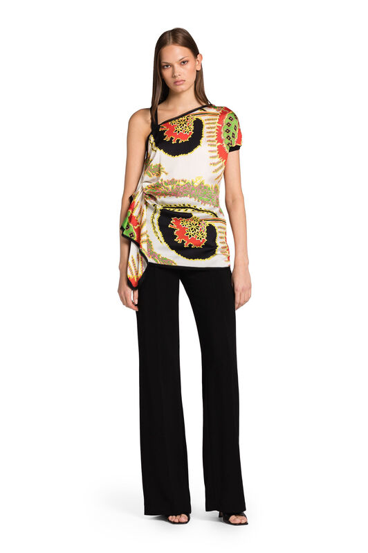 RC Abstract-Print Asymmetric Silk Top RC Abstract-Print Asymmetric Silk Top Ivory 2PM570-MB007