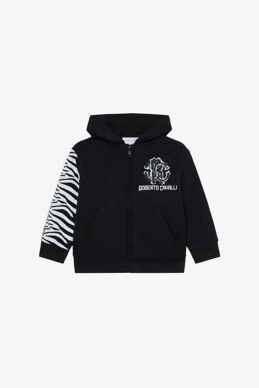 JU Black Sweatshirt With Zebra Print And Monogram RC BLACK UJT68B-CF050