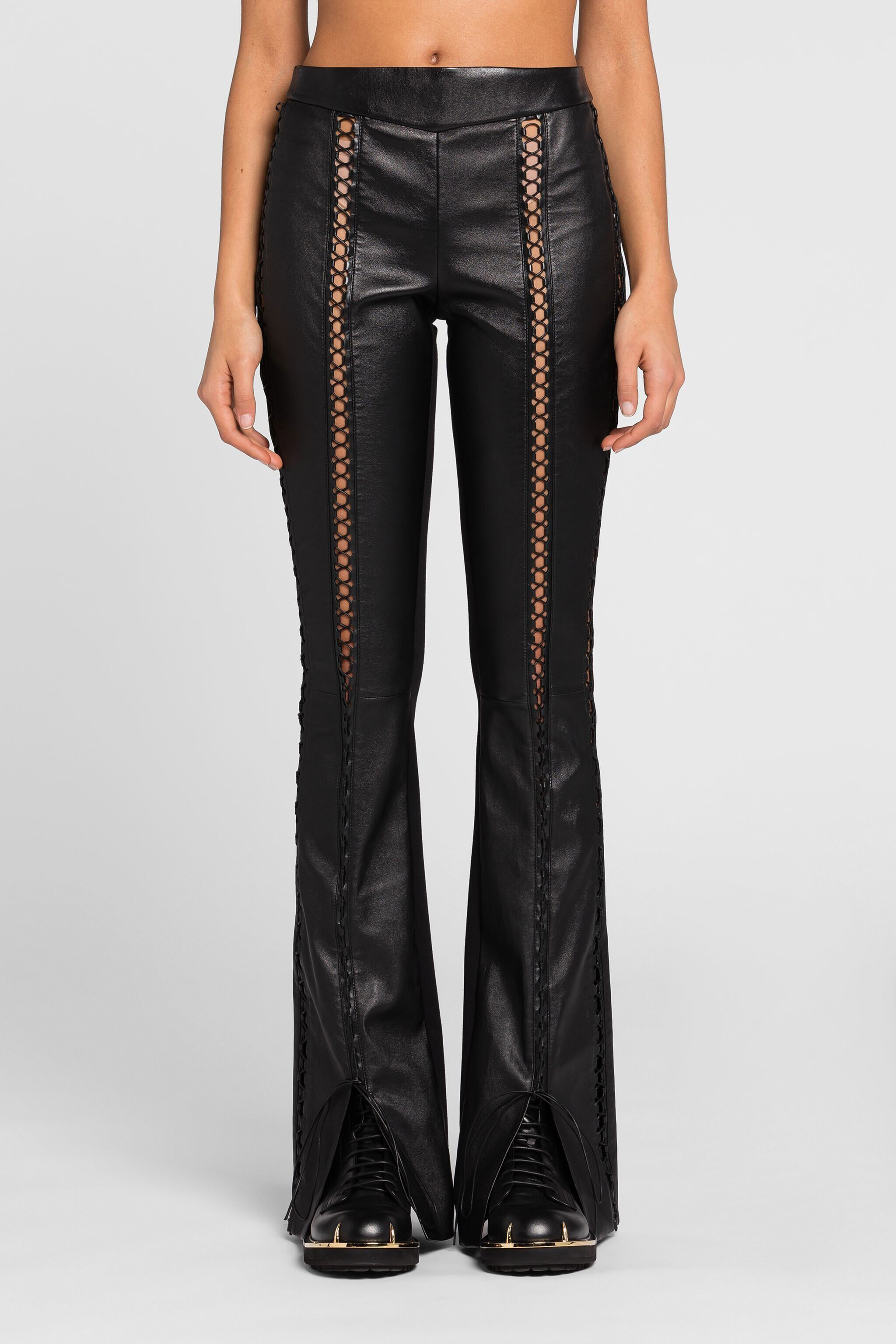 Leather trousers lace up top