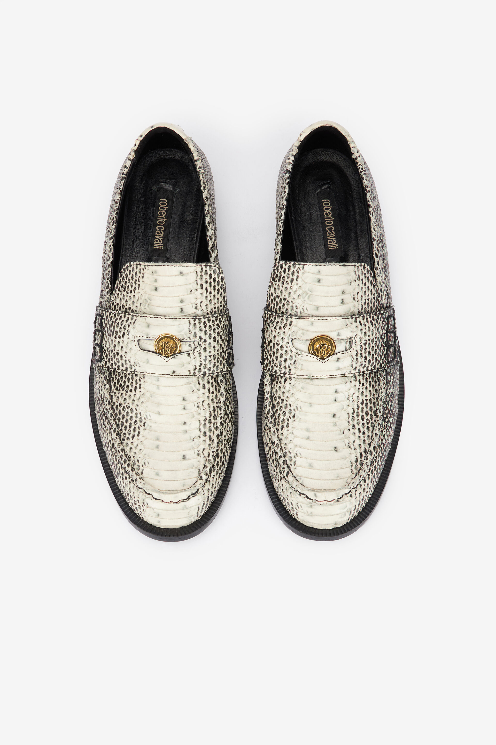 RC Printed Leather Loafers Black/White UKS038-PZ587