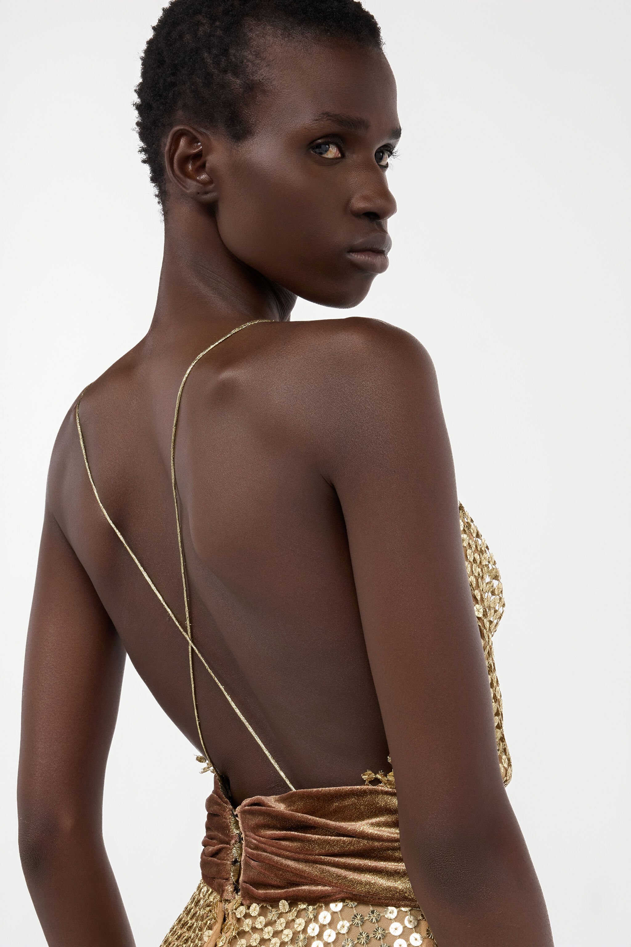 RC Abito Extralungo Dorato Con Paillettes GOLD WWT126-TR007