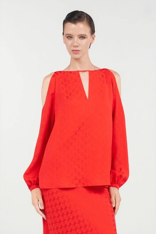 RC Blusa in Seta con Stampa RC CORAL RED WQT601-RK010