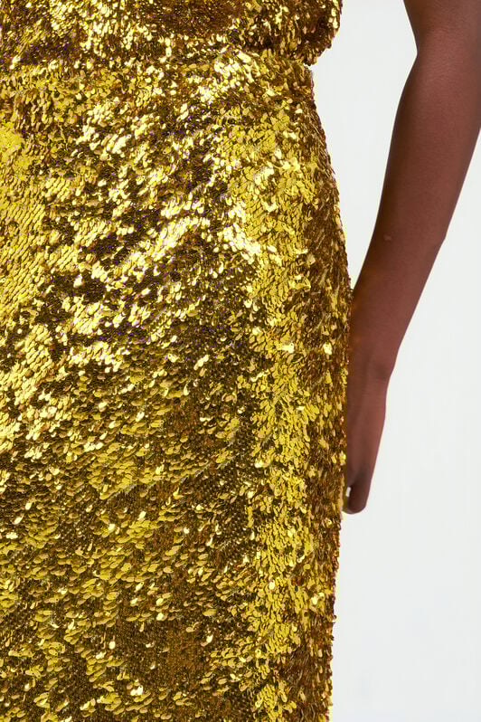 RC Midi Skirt with Gold Sequins YELLOW WQT306-FT014
