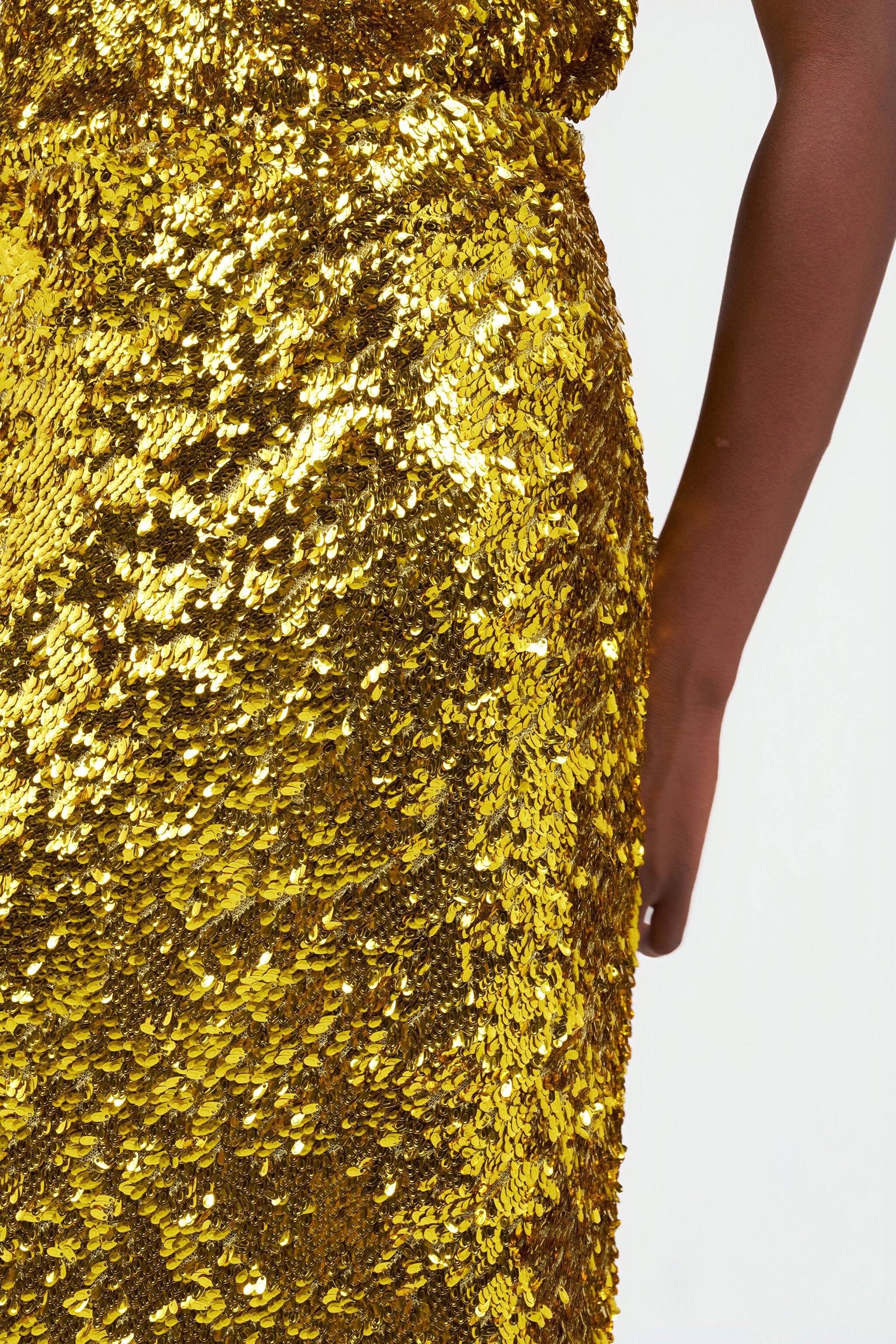 RC Midi Skirt with Gold Sequins YELLOW WQT306-FT014