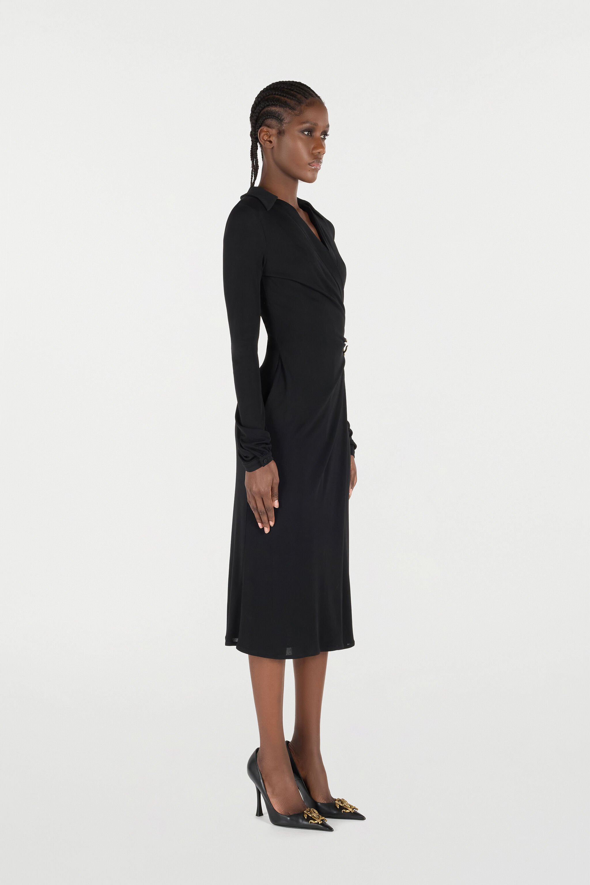 RC Midi Dress with Mirror Snake Monogram Black VQT108-JE034