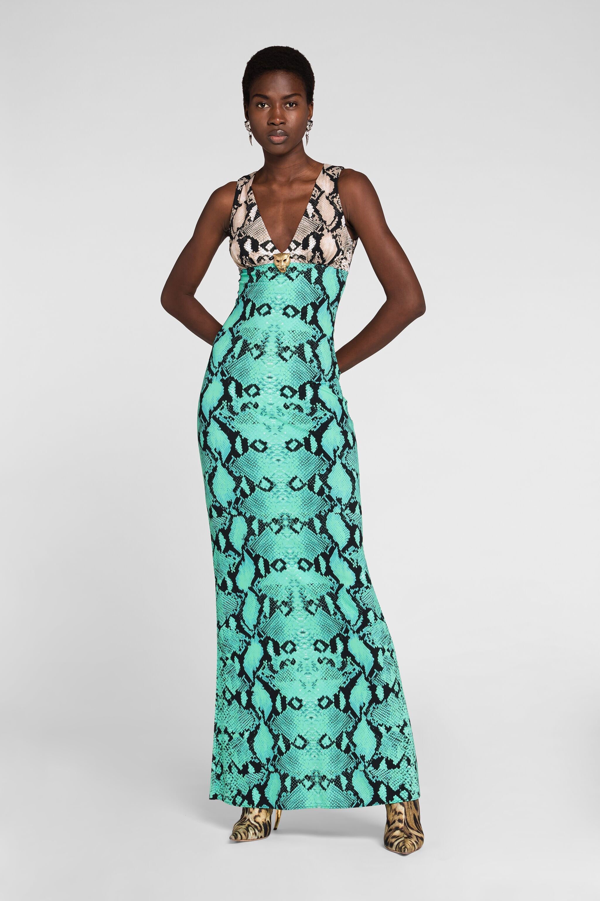 RC Python-Print Maxi Dress Light blue PKT133-LNE38
