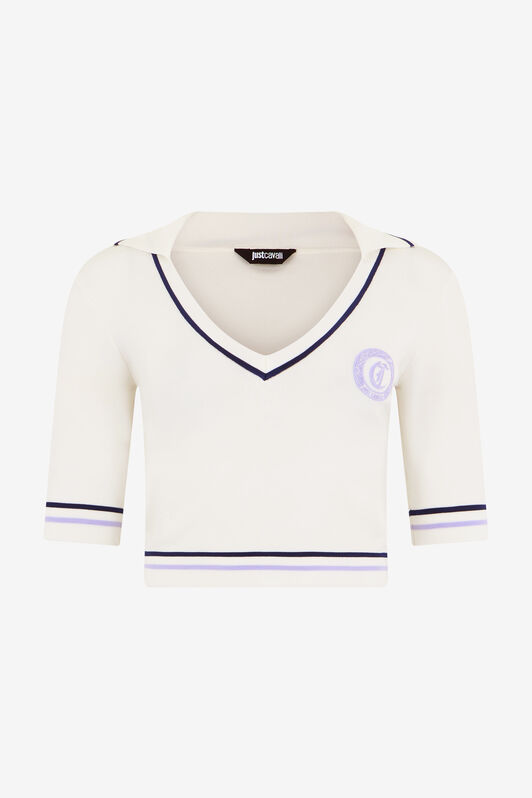 JC White Knit Crop Top WHITE WFM030-WF571