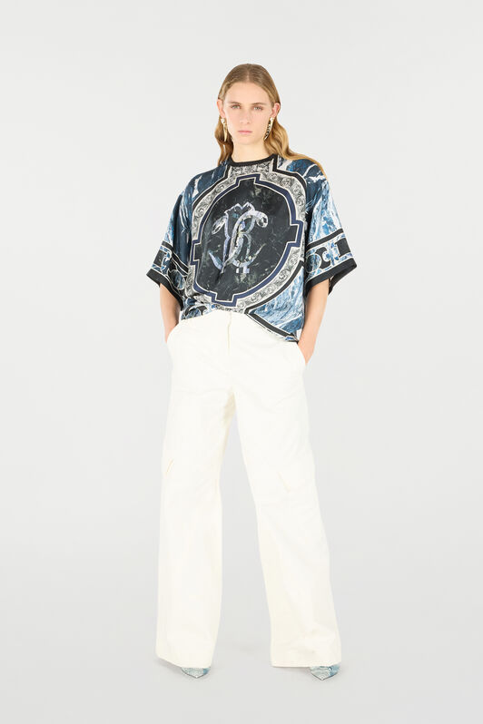 RC T-Shirt With Mirror Snake Monogram And Marble Print Dark blue UKT610-4QN81