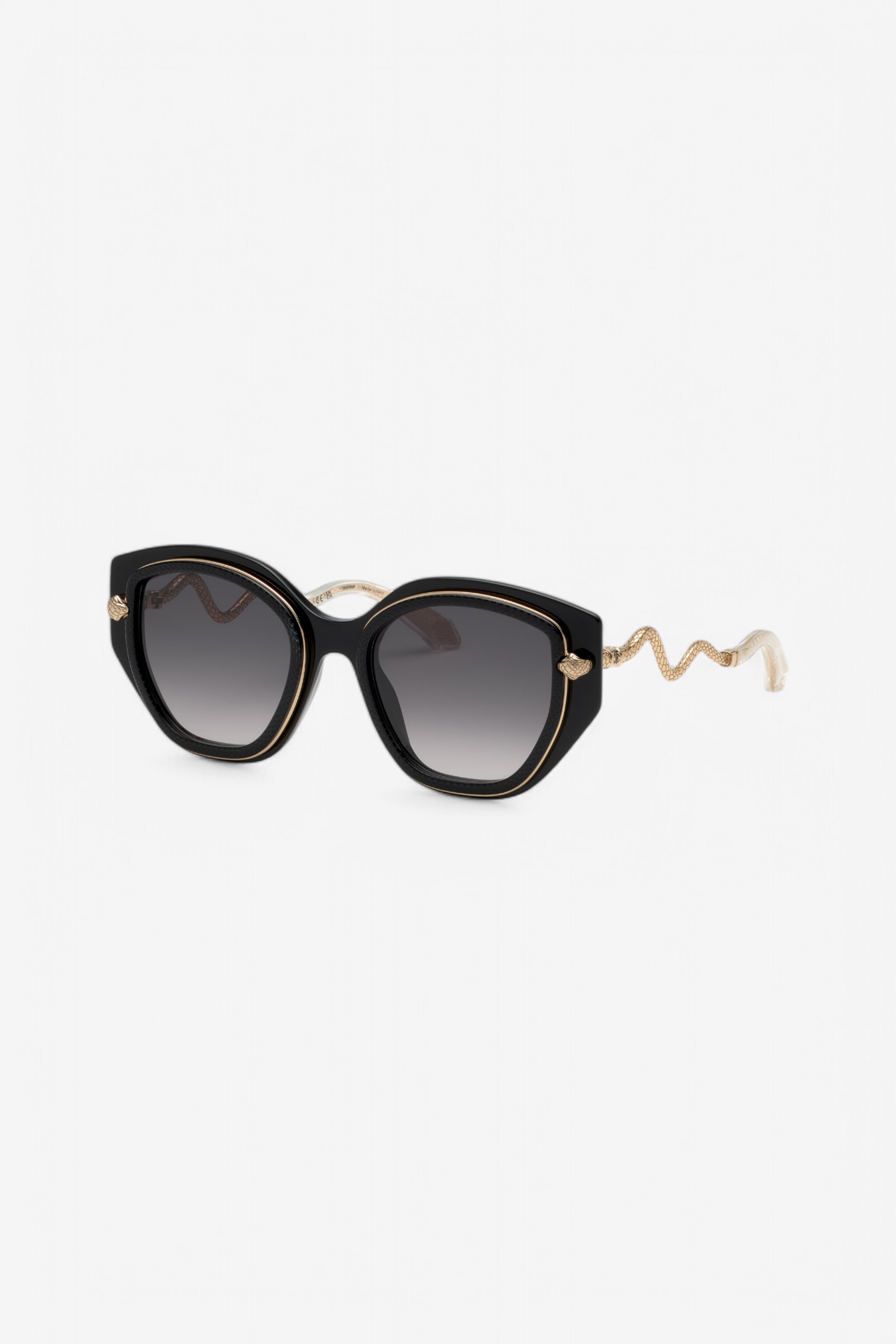 RC Wide and feminine front sunglasses with double ring decoration Black UALD05-ID200