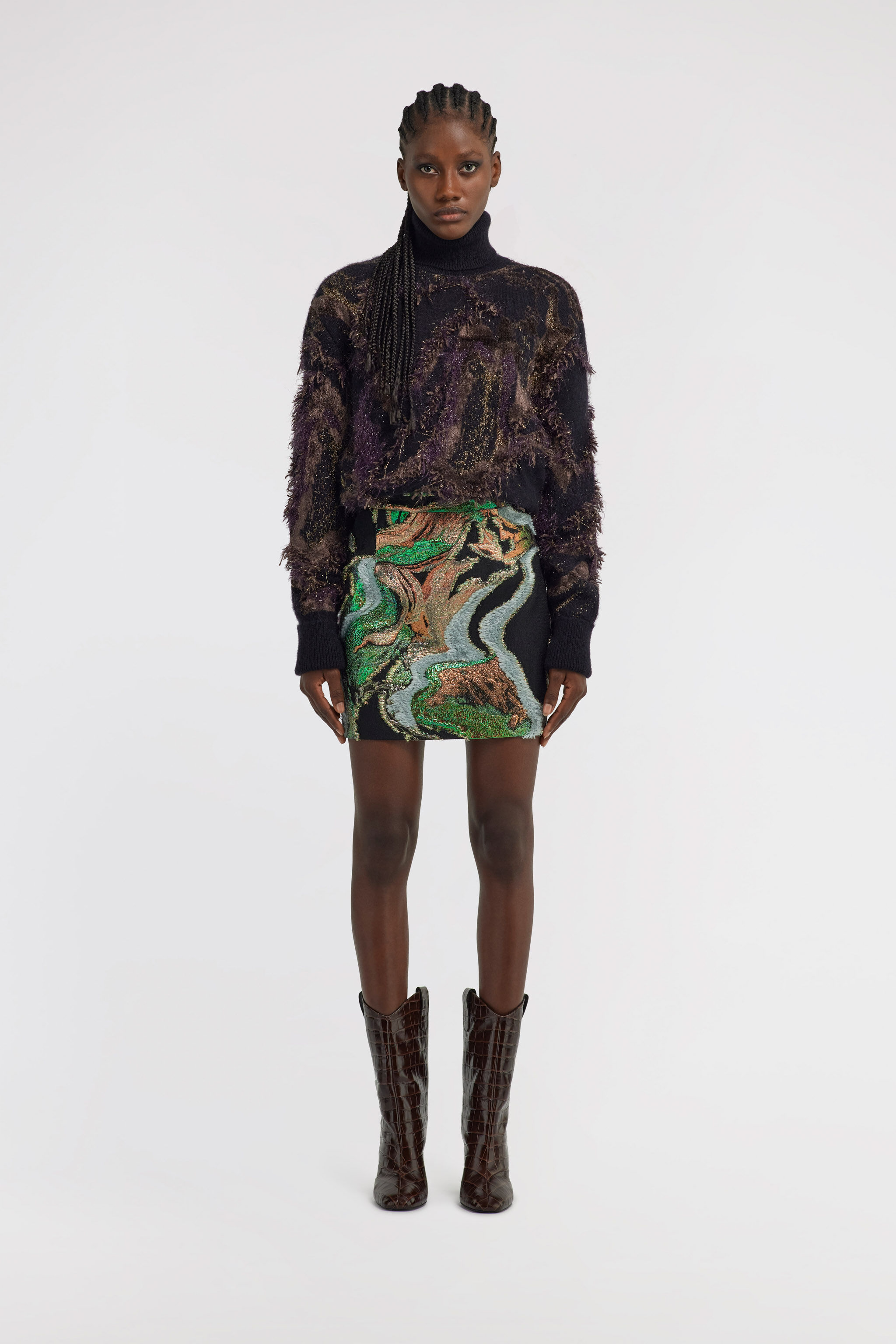 RC Marble Print Skirt Dark green TWT302-FY079