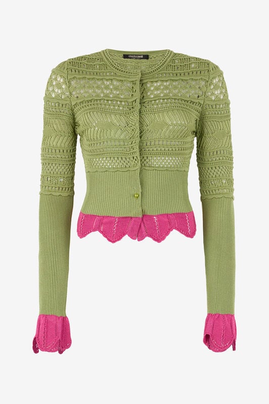 RC Knit cardigan with contrast details RC Knit cardigan with contrast details LIGHT GREEN WQM905-MA018