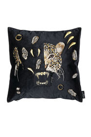${brand} Jaguar Head-Appliqué Velvet Cushion ${colorDescription} ${masterID}