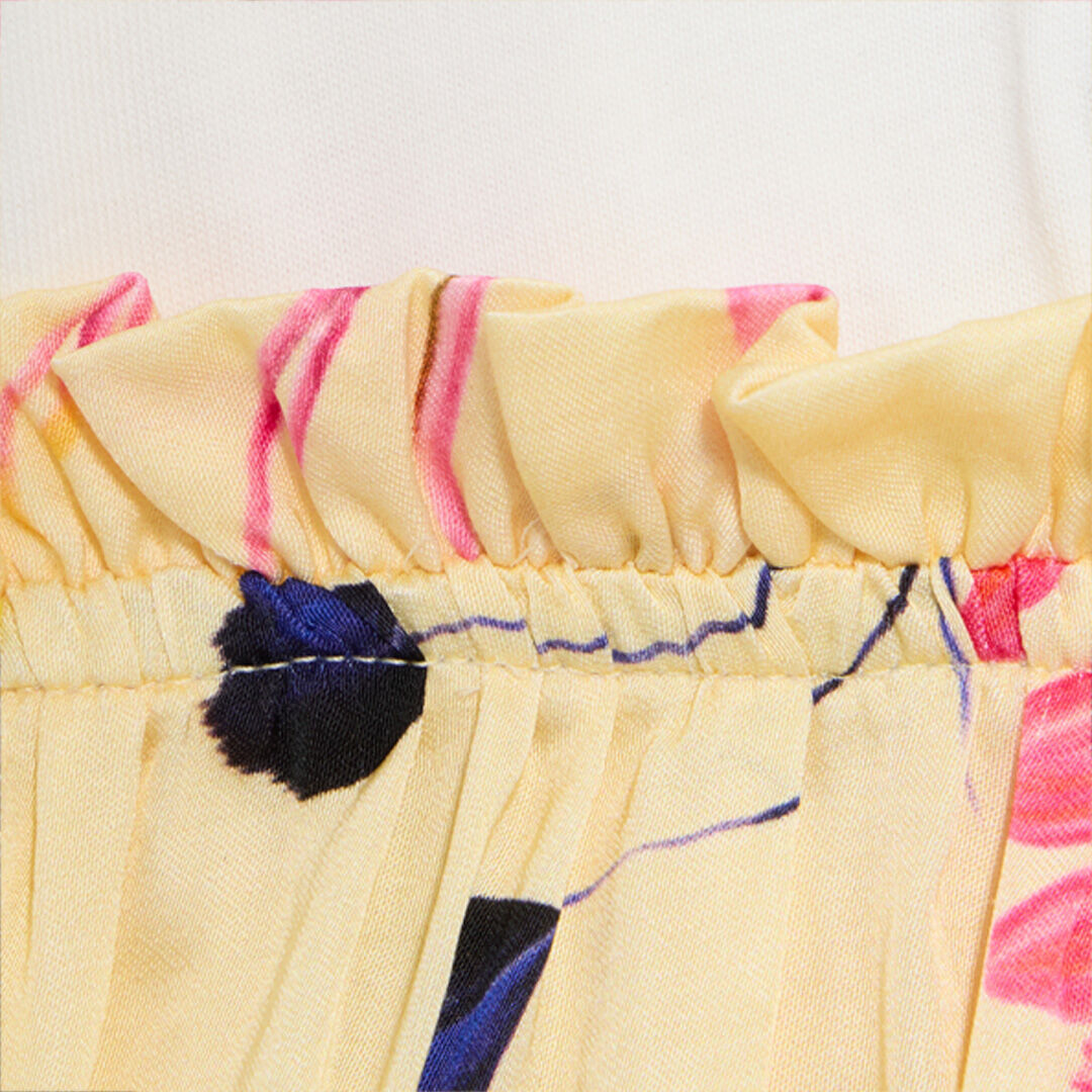 JU Milk White and Yellow Dress with Tropical Print MILKY WHITE/YELLOW VJT102-JD001