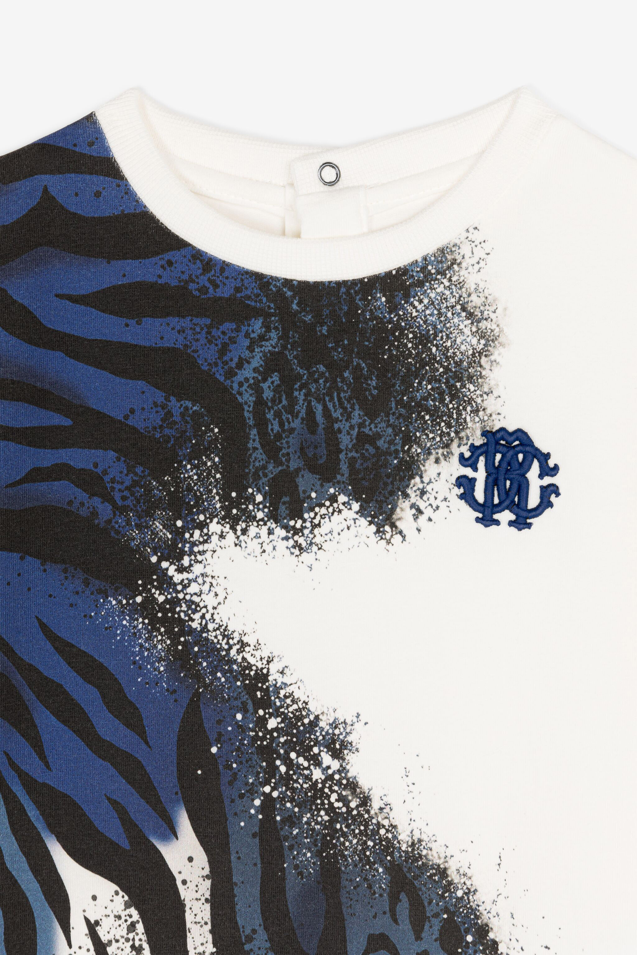 JU Zebra and Jaguar-Print T-Shirt Blue PJT692-JV025
