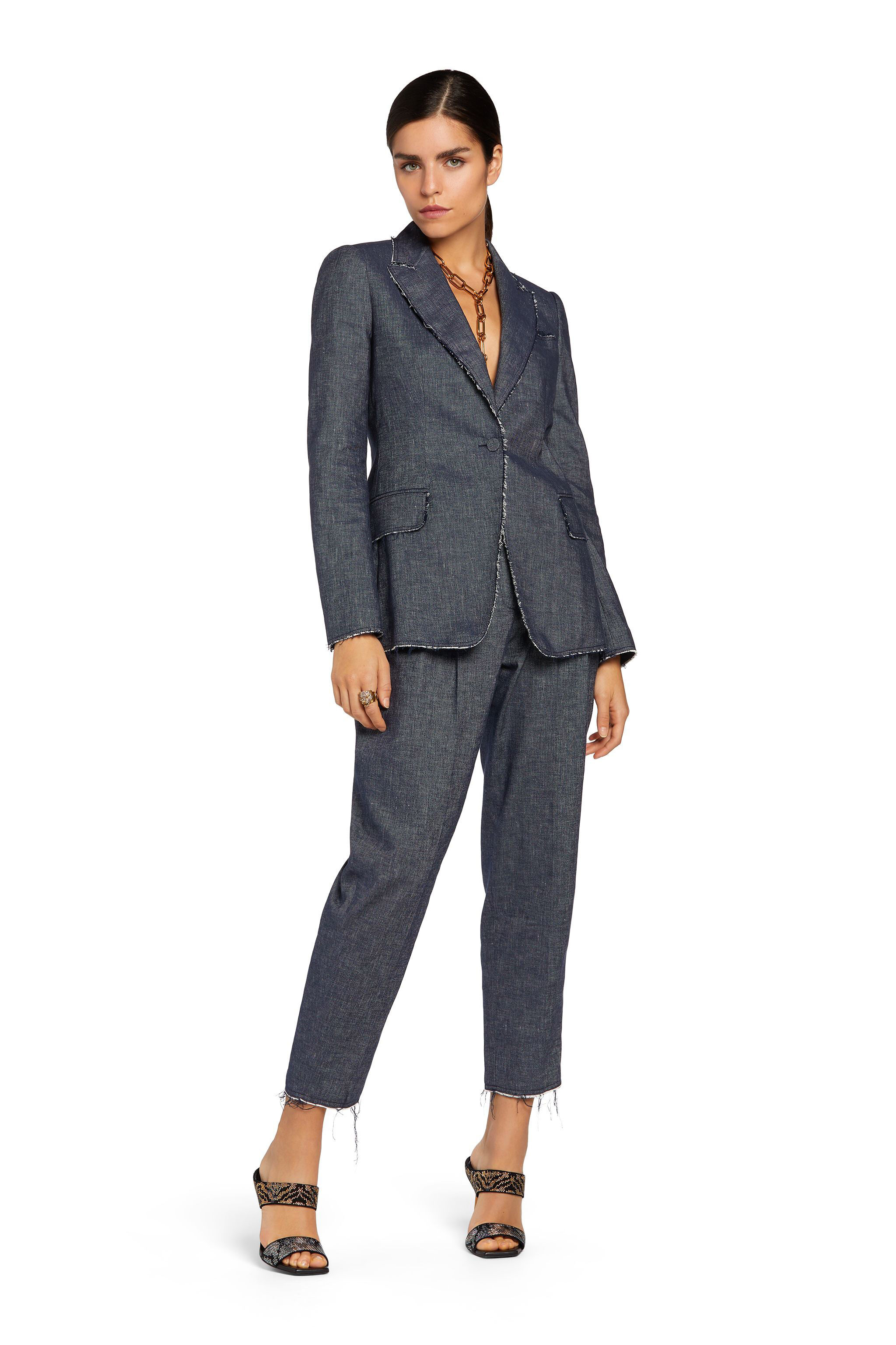 RC Chambray single-breasted blazer Dark blue MQT402-CE048
