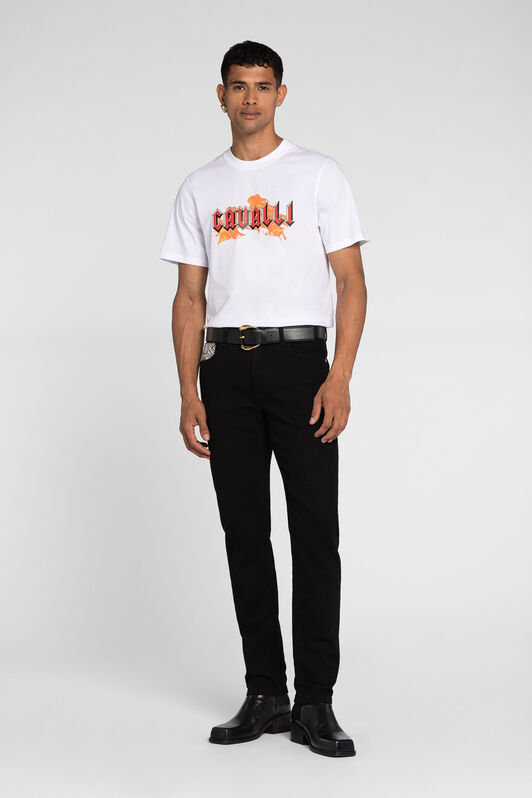RC Flame Logo-Print Cotton T-Shirt RC Flame Logo-Print Cotton T-Shirt White PRT60C-JD060