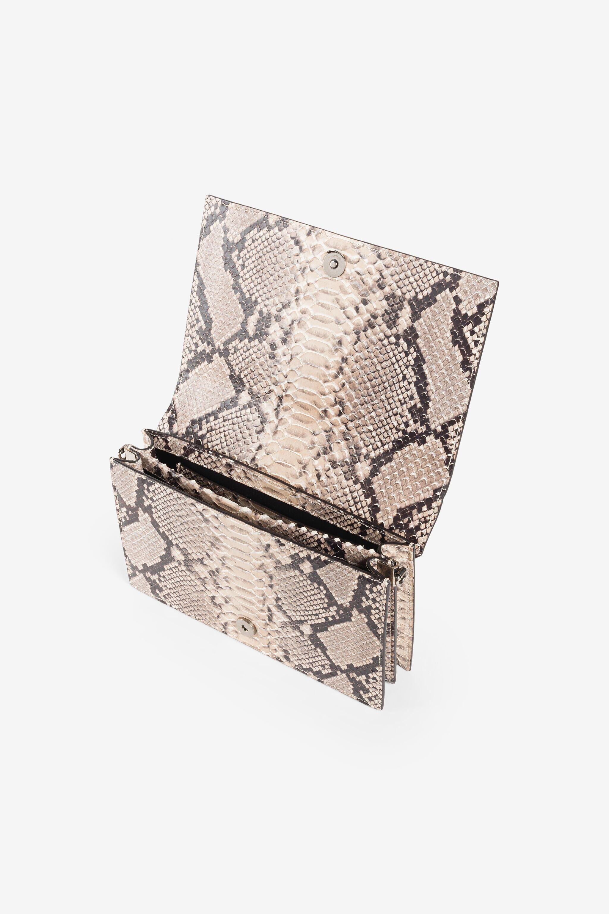 RC Snakeskin-print leather shoulder bag Light Brown RKB006-PZ1ON