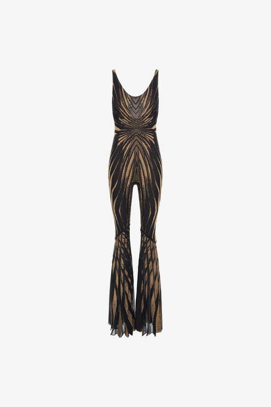 RC Knit jumpsuit with Ray of Gold print Gold RWM160-MI150