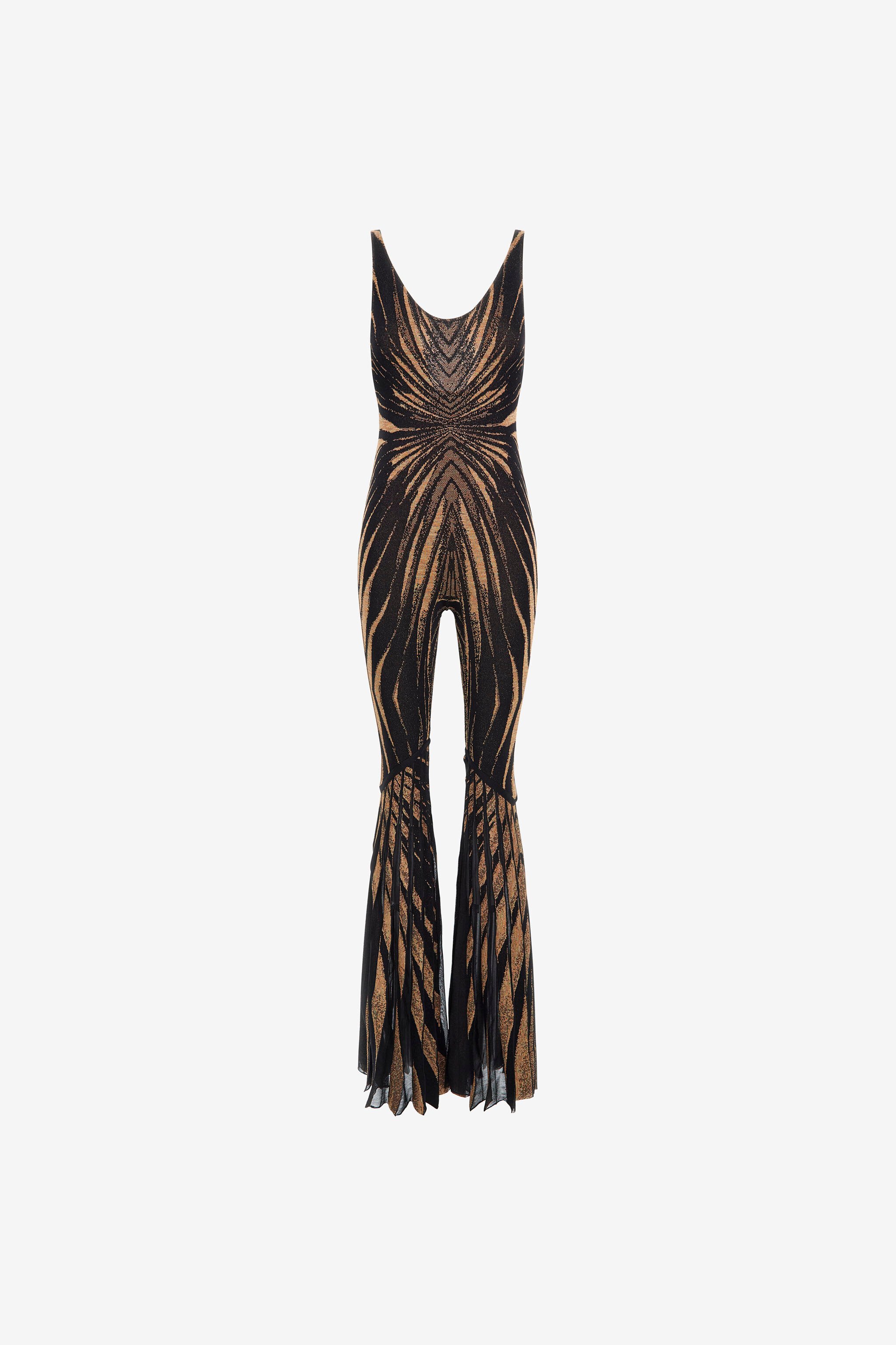 RC Knit jumpsuit with Ray of Gold print Gold RWM160-MI150