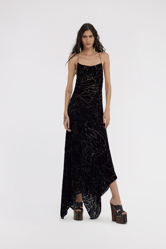 RC Plumage print devoré dress Black SWT160-4RL76