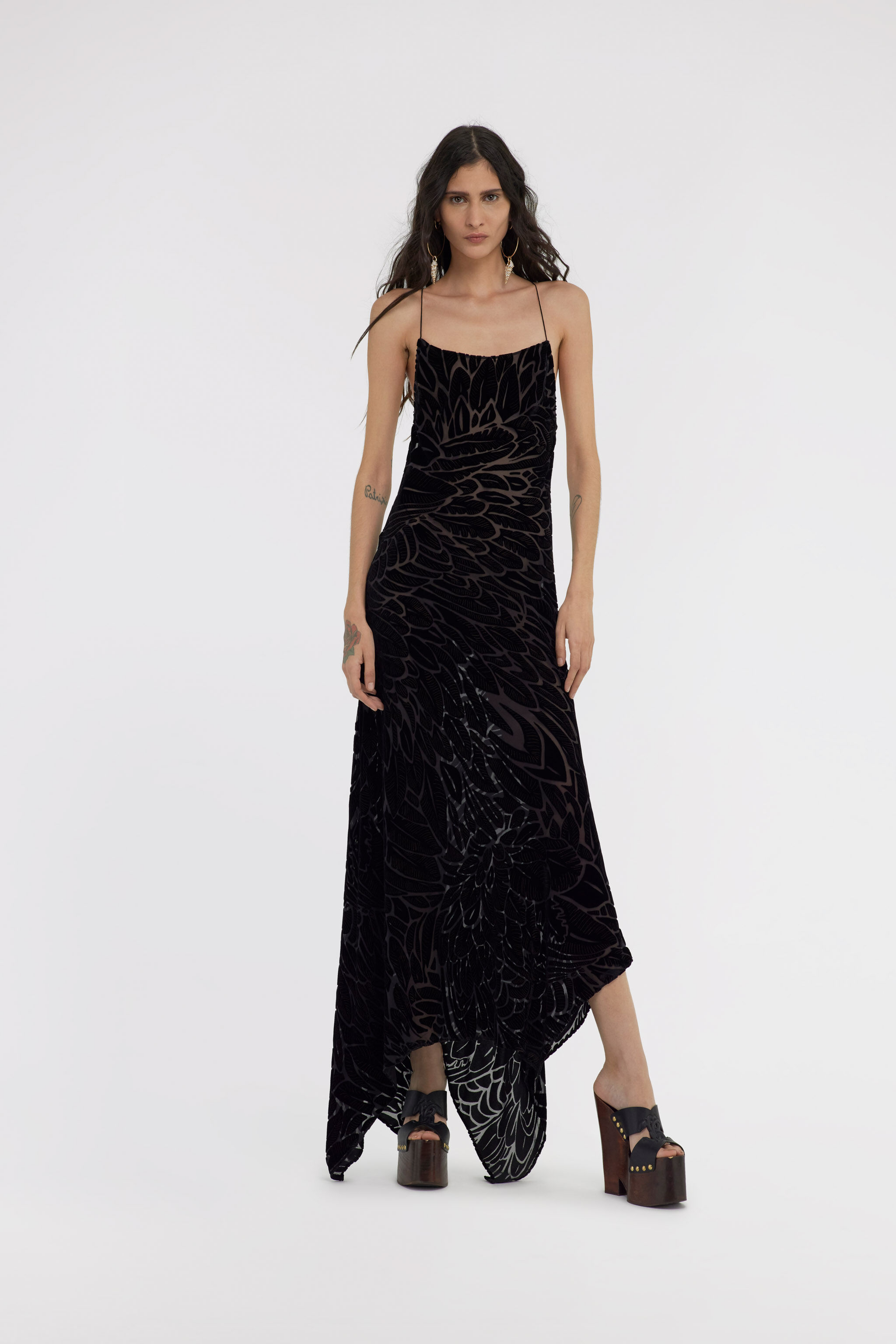 RC Plumage print devoré dress Black SWT160-4RL76