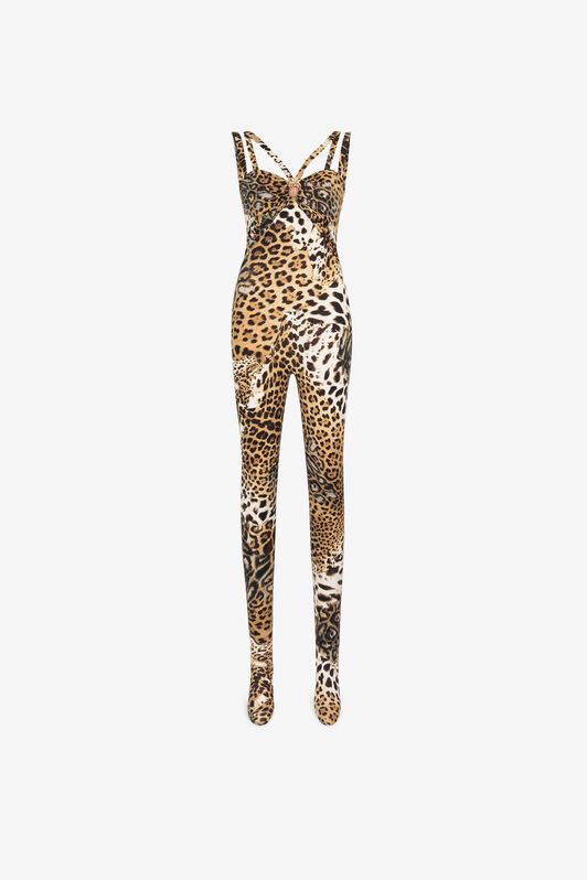RC Leopard-print jumpsuit Light Brown QWT163-LNG34