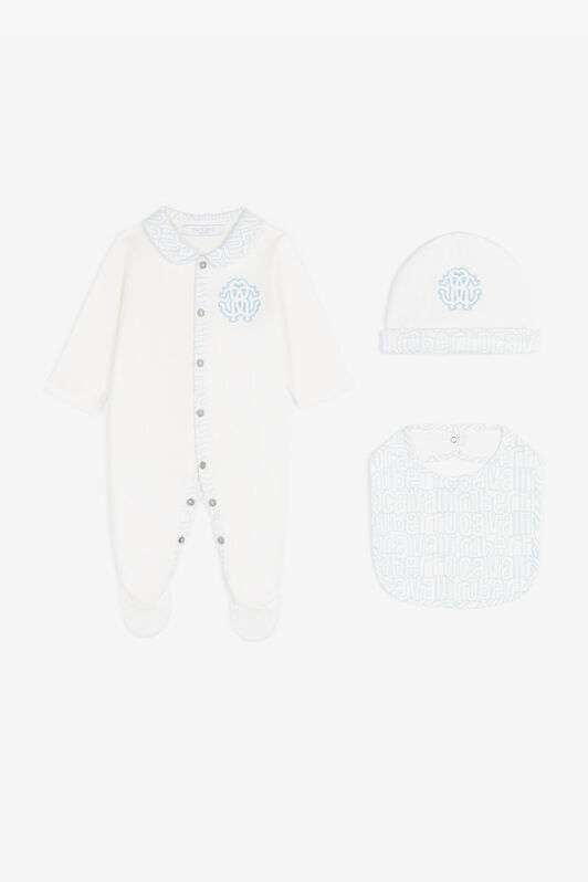 JU RC Monogram-Embroidered Babygrow Set Light blue RJT80T-JD001