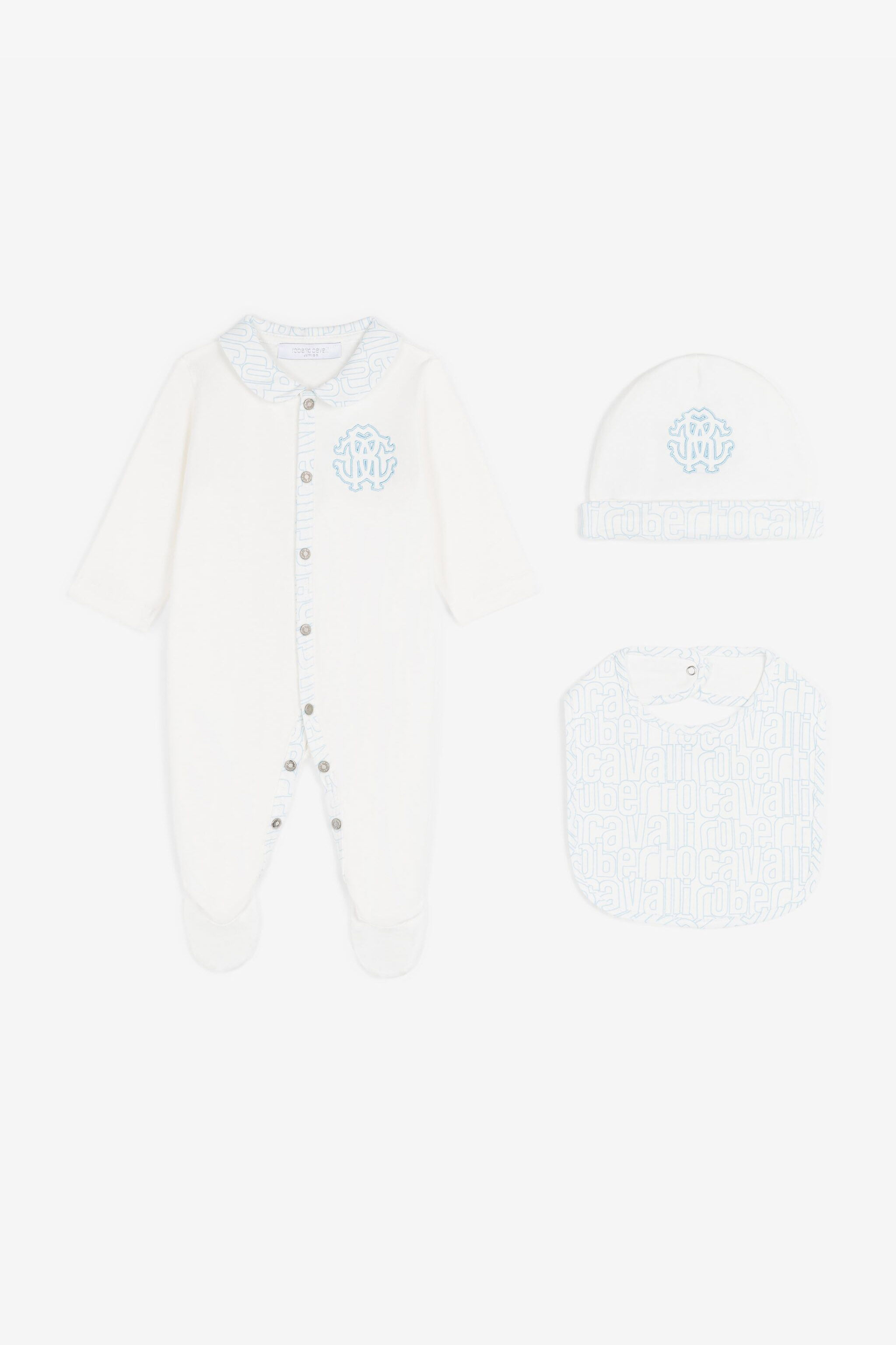 JU RC Monogram-Embroidered Babygrow Set Light blue RJT80T-JD001