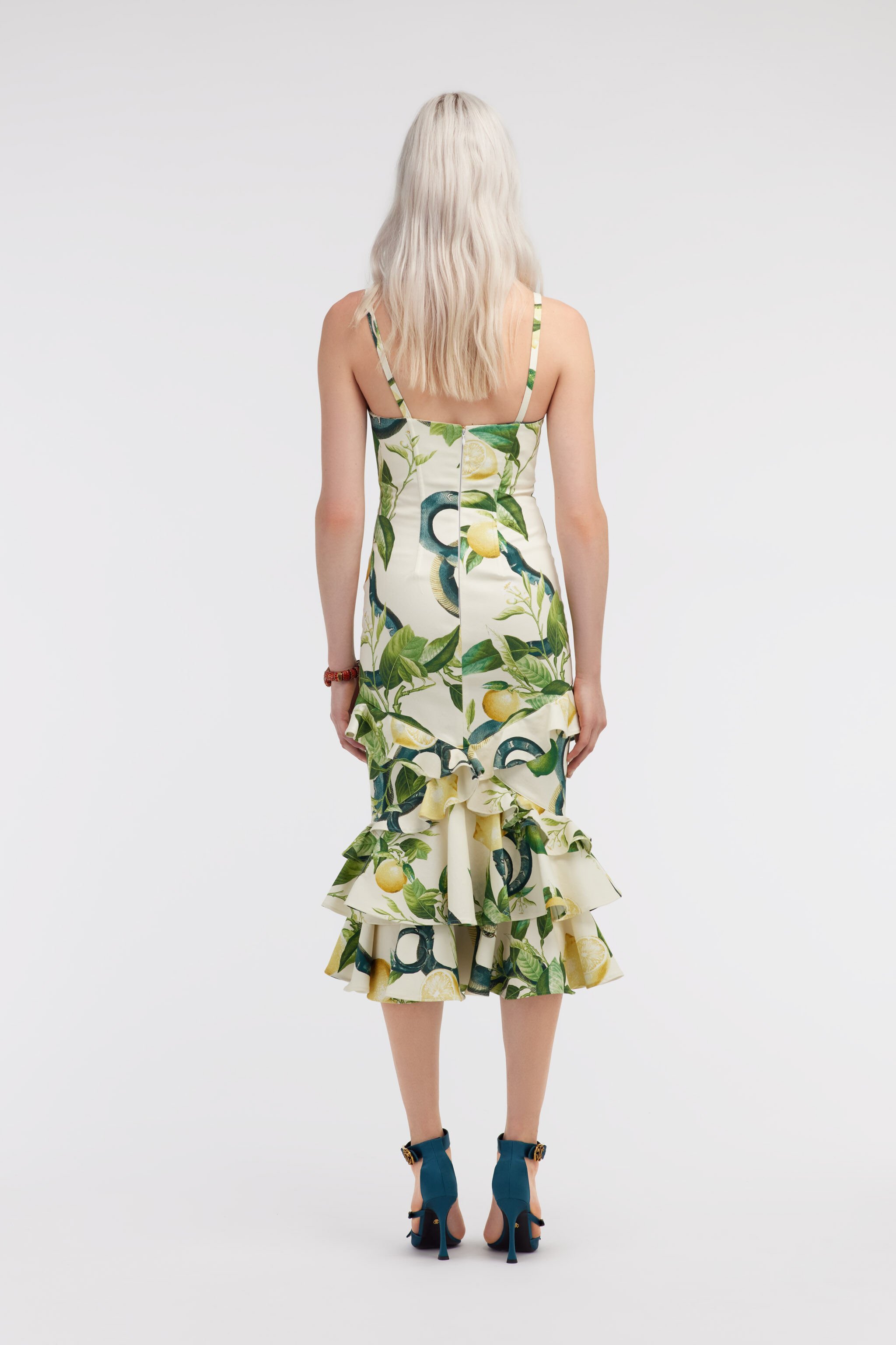 RC Lemon print midi dress Elfenbein SKT112-DAI89