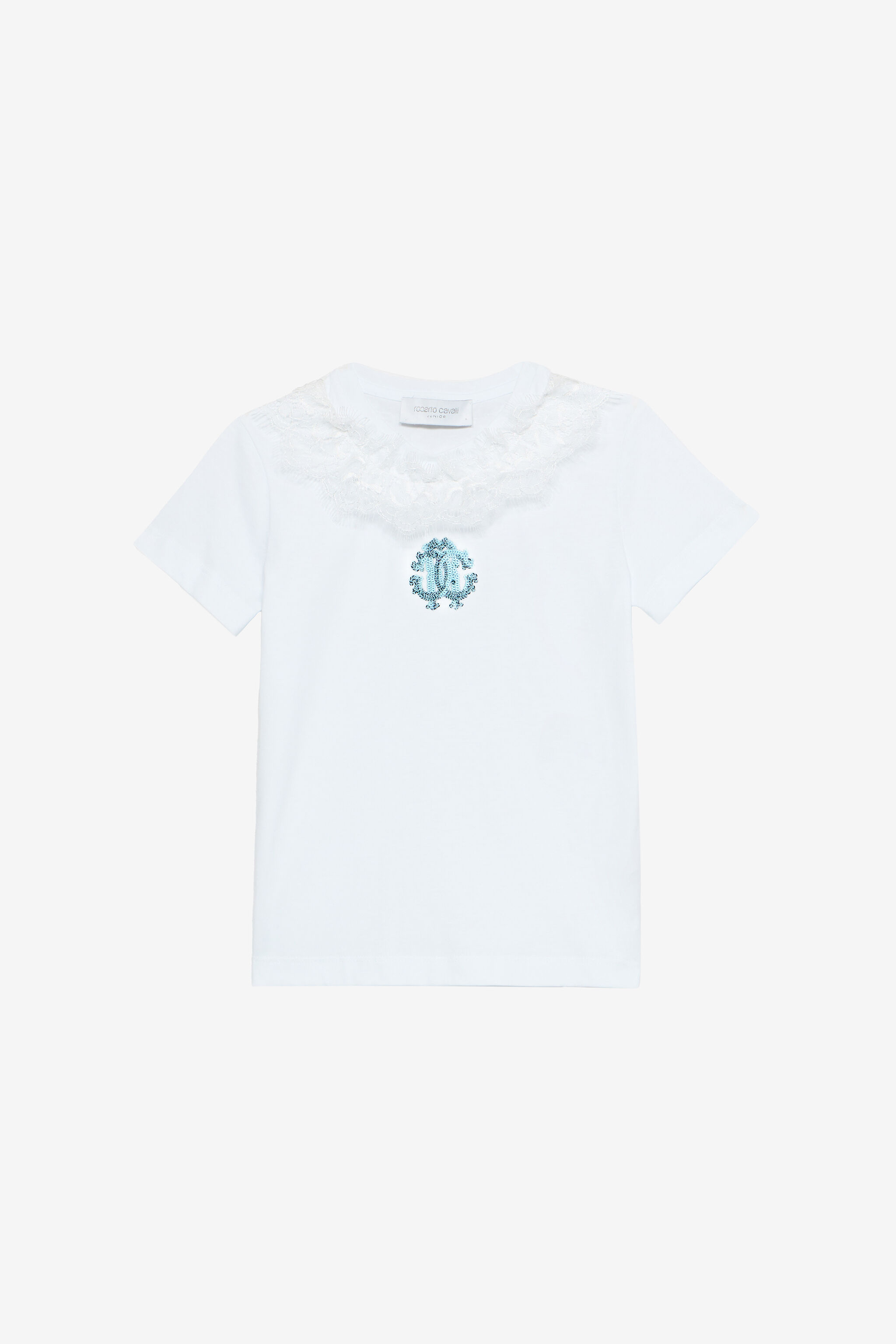 JU T-Shirt With RC Monogram And Lace White UJT62I-JD001