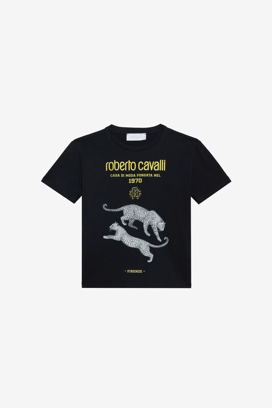 JU T-Shirt Nera Con Stampa Logata BLACK VJT60B-JD001