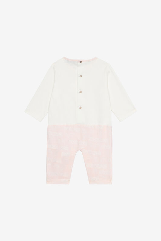 JU Ensemble Bonnet, Bavoir Et Grenouillère Avec Monogramme RC Et Logo Rose UJT817-JD001