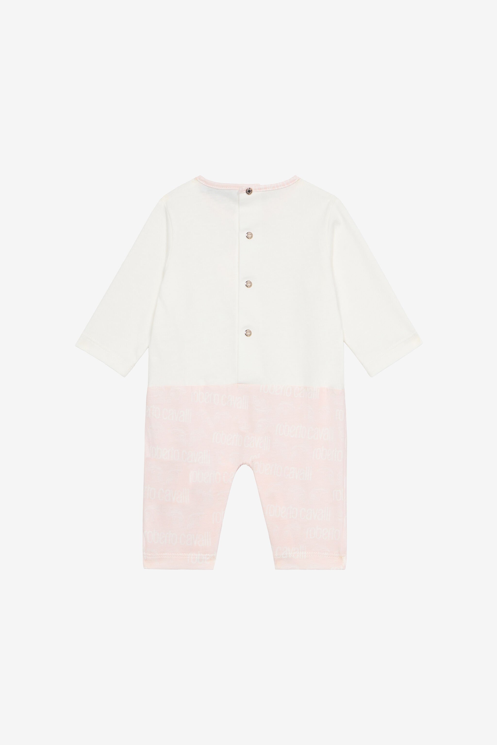 JU Ensemble Bonnet, Bavoir Et Grenouillère Avec Monogramme RC Et Logo Rose UJT817-JD001