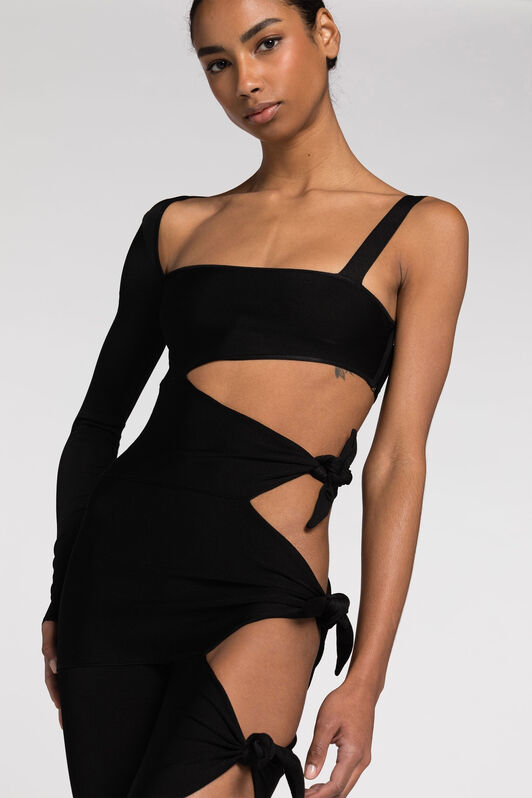 RC Knot-detail single-sleeve jumpsuit Black QWM152-MG011