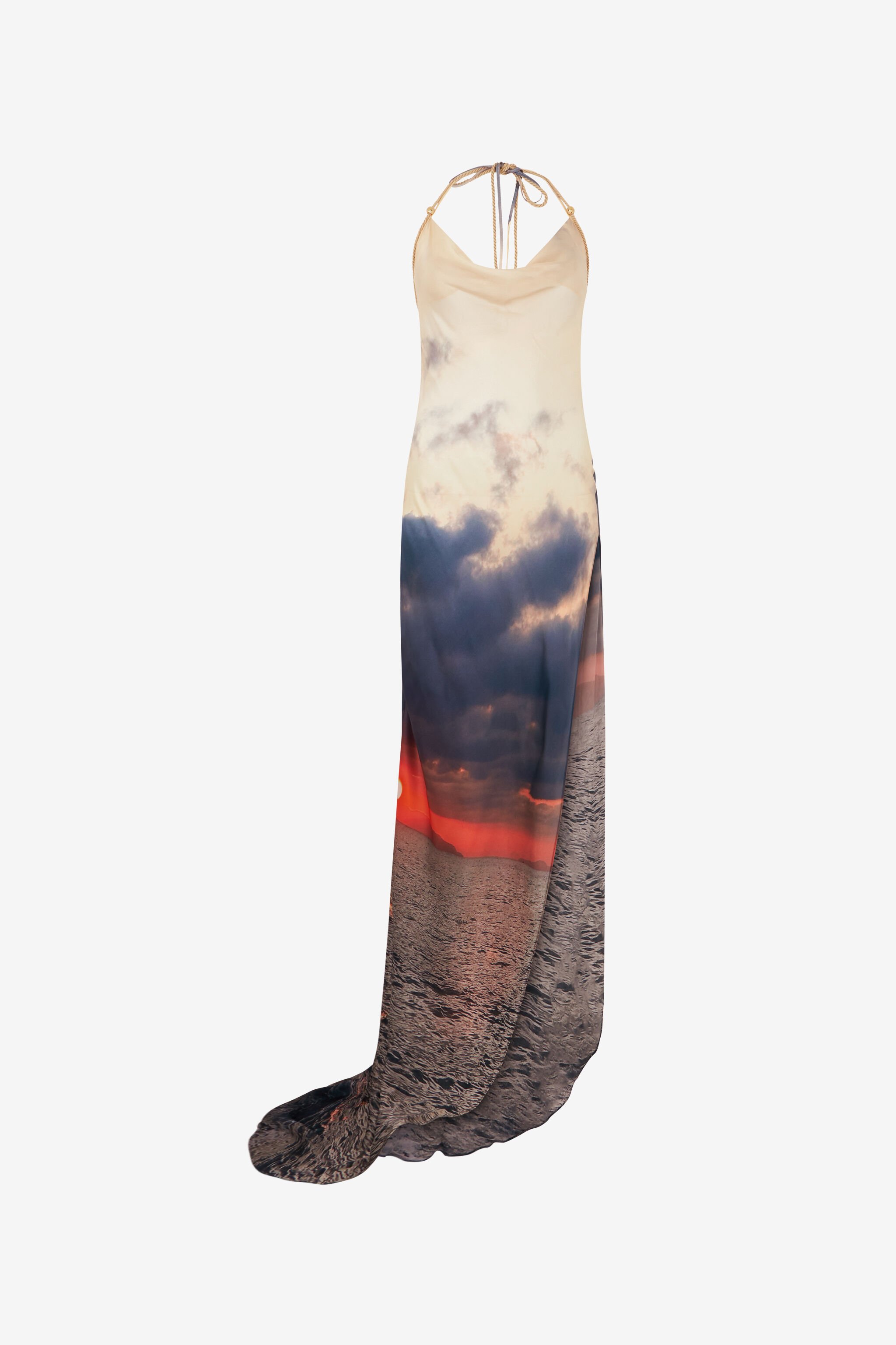 RC Long Dress With Sunrise Print Blue/Orange UWT125-CTN96