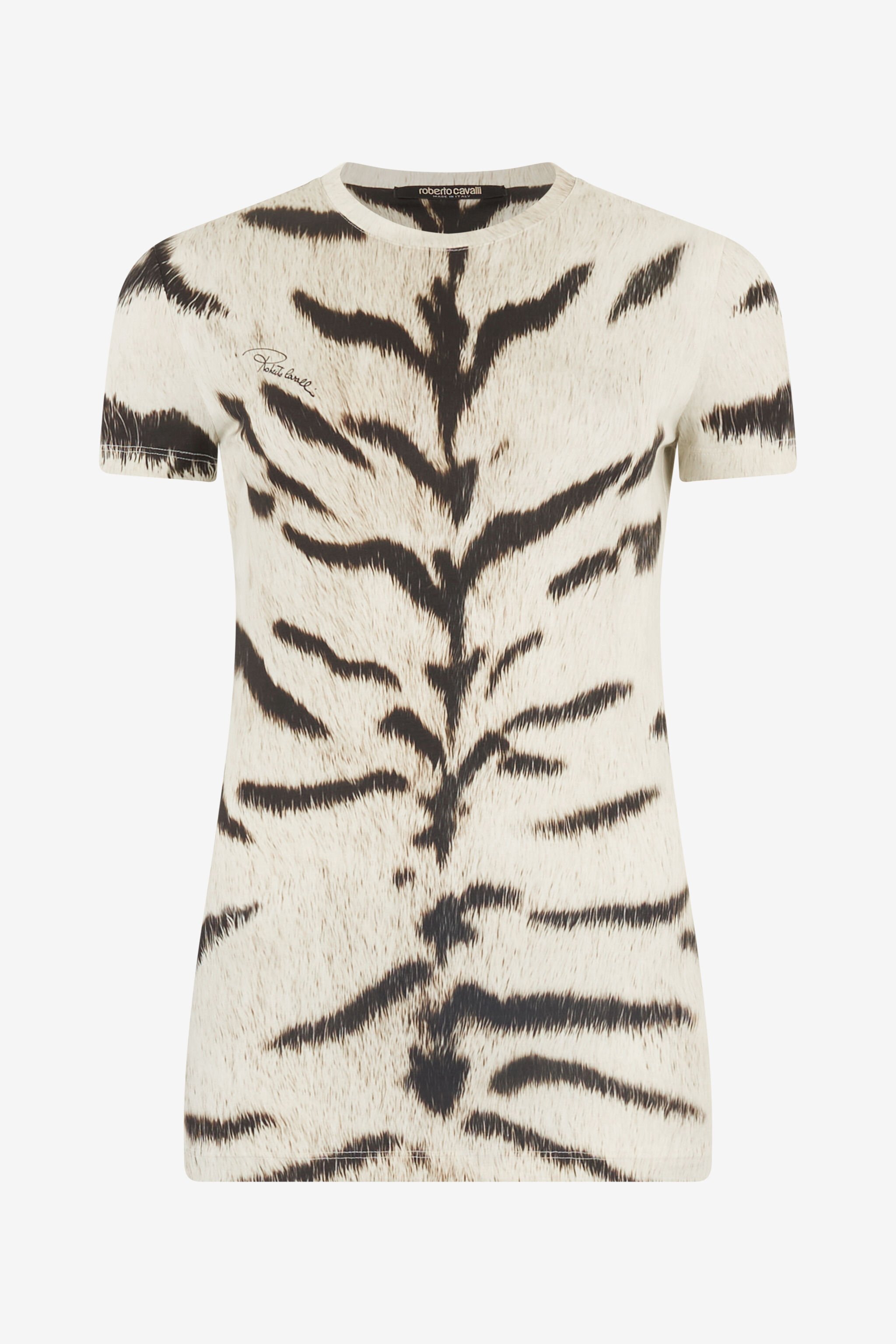 RC T-shirt da donna con stampa Tigresse Bianca OGAT X Roberto Cavalli Nero/Bianco UQT67A-3DA39