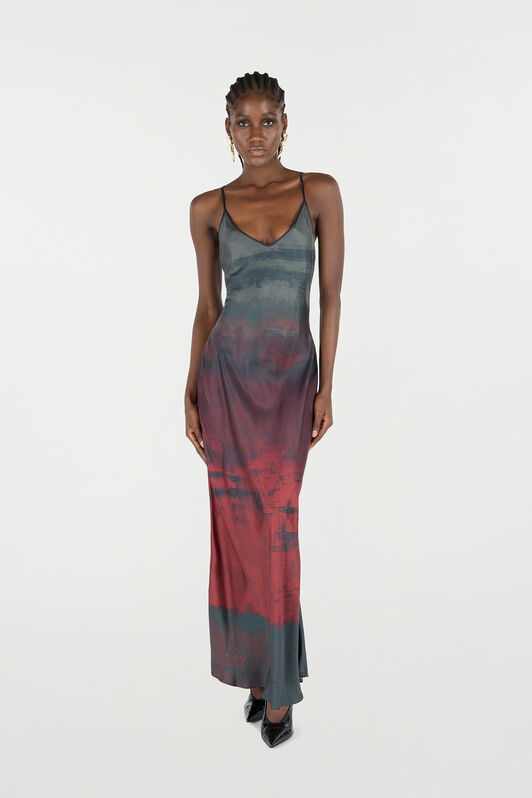 RC Slip-Style Long Dress with Garment-Dyed Effect RC Slip-Style Long Dress with Garment-Dyed Effect Negro/Rojo VQT102-4QP69