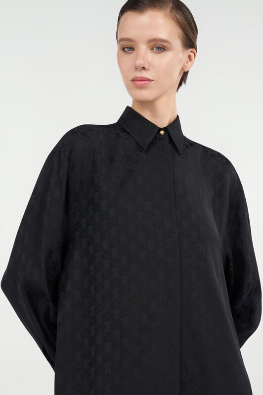 RC Silk Mini Shirt Dress with Monogram RC RC Silk Mini Shirt Dress with Monogram RC NERO VKT160-RK010