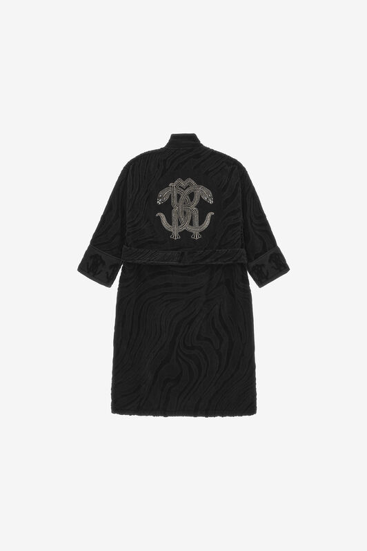 HO Crystal Snakes terry cotton bathrobe. Black RALM39-IM039