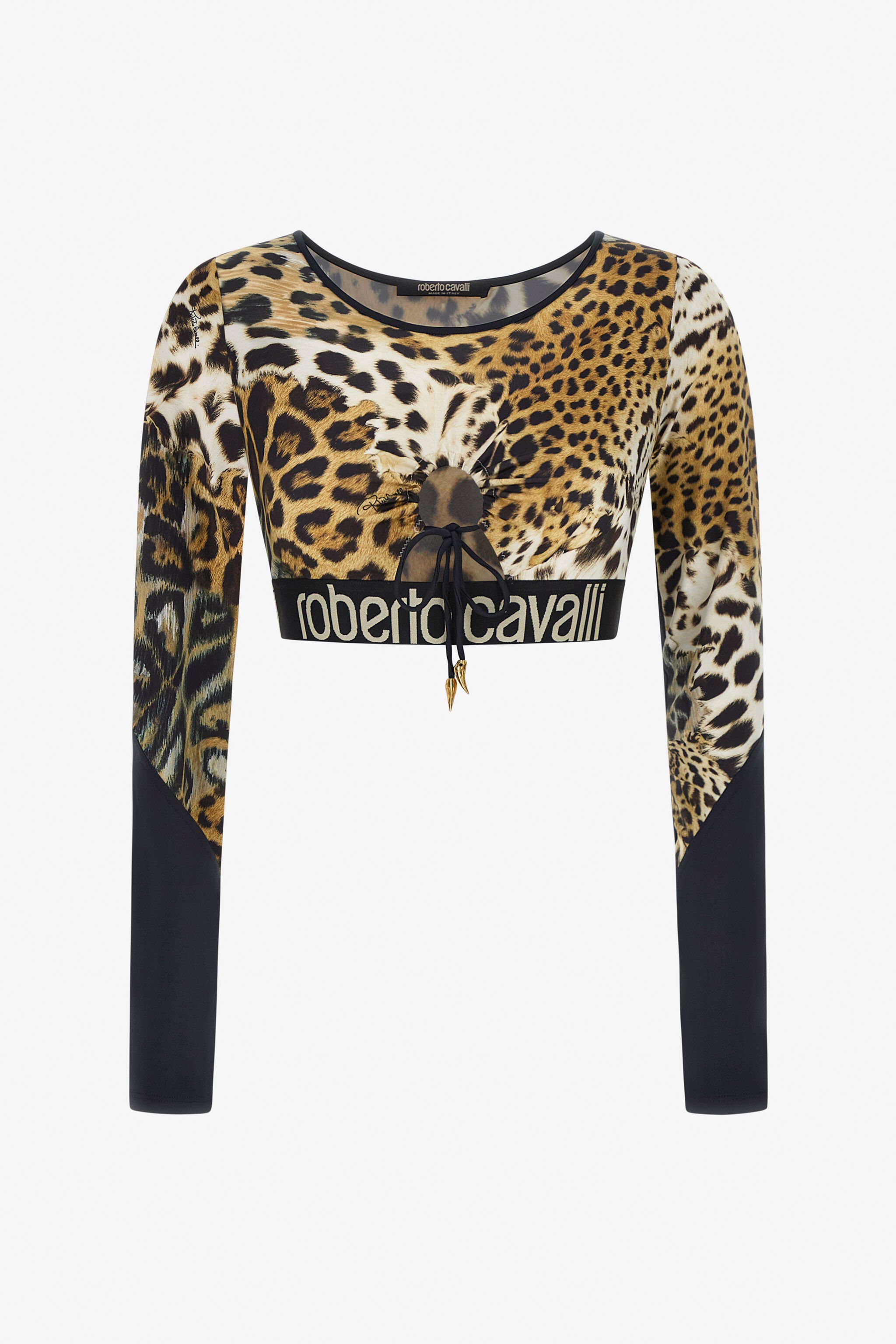 RC Crop top with Jaguar Skin print Light Brown SKT65A-LNG34